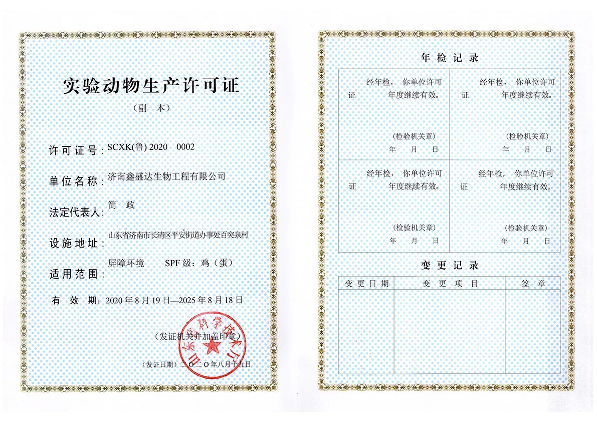 实验动物生产许可证副本